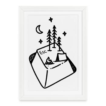 ESC Nature | camping geek - Affiche encadrée (27 × 37 cm) - blanc - Devant