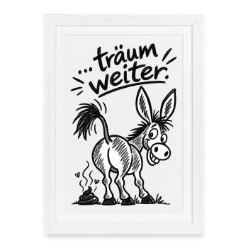 Goldesel Cartoon - Gerahmtes Poster (27 × 37 cm) - Weiß - Vorne