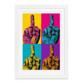 Pop Art Hand Four-Colored Finger - Framed poster (27 × 37 cm) - white - Front