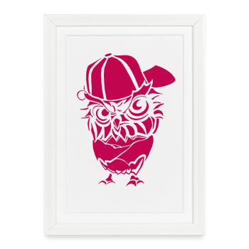 Hip Hopper Owl - Affiche encadrée (27 × 37 cm) - blanc - Devant
