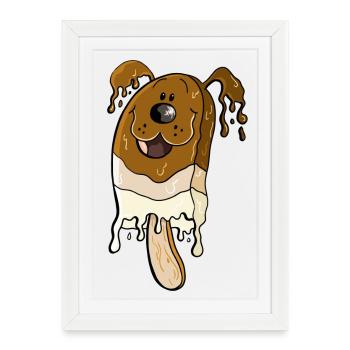 Chien sur un bâton - esquimaux - Crème glacée - Affiche encadrée (27 × 37 cm) - blanc - Devant