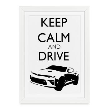 Keep Calm and Drive Camaro - Gerahmtes Poster (27 × 37 cm) - Weiß - Vorne