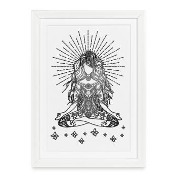 Boho Yoga Fille Happy Life - Affiche encadrée (27 × 37 cm) - blanc - Devant