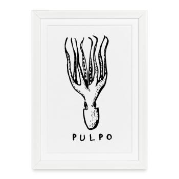 PULPO - poulpe tapas de poulpe - Affiche encadrée (27 × 37 cm) - blanc - Devant