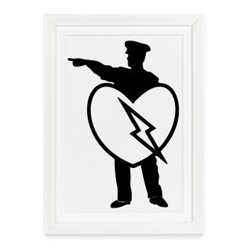 Police Heart Police Policier Love Heart Gift - Affiche encadrée (27 × 37 cm) - blanc - Devant