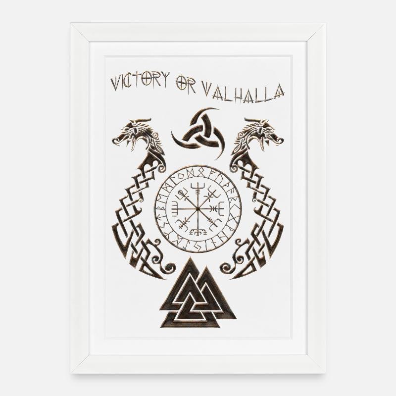Viking symbol - Framed poster (27 × 37 cm) - white