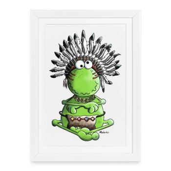 Indian Chieftain - Native - Frog - Framed poster (27 × 37 cm) - white - Front