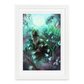 Forest cat in the magic forest - Framed poster (27 × 37 cm) - white - Front