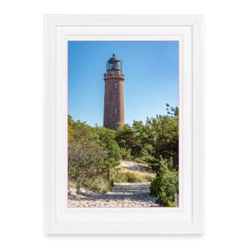 Phare Darsser Localité Mer Baltique Plage ouest - Affiche encadrée (27 × 37 cm) - blanc - Devant