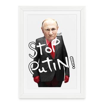 Motif de protestation contre Arrêter Poutine - Affiche encadrée (27 × 37 cm) - blanc - Devant
