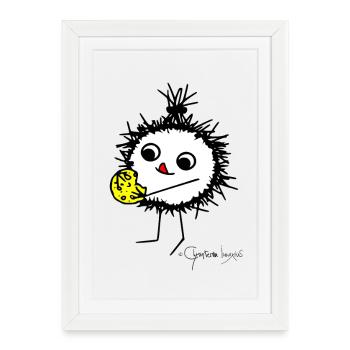 Woolly Beastie: "Delicious!" - Bestiolus Lanosus - Framed poster (27 × 37 cm) - white - Front