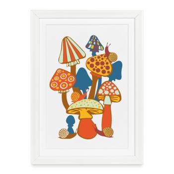 Mushroom Poster mushrooms - Framed poster (27 × 37 cm) - white - Front