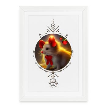 Mignonne petite souris de Noël - Affiche encadrée (27 × 37 cm) - blanc - Devant