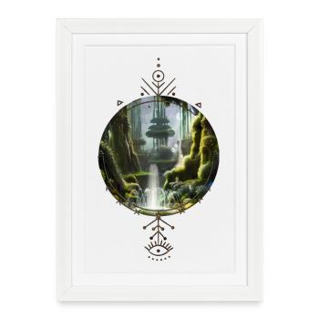 Fantasy landscape in the morning. - Framed poster (27 × 37 cm) - white - Front