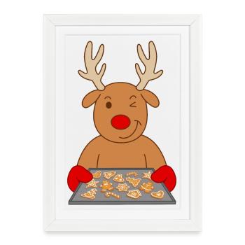 Biscuits de Noël de renne Biscuits de cuisson - Affiche encadrée (27 × 37 cm) - blanc - Devant