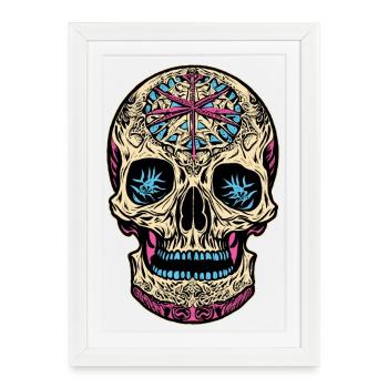 Crâne De Sucre | Sugar Skull - Affiche encadrée (27 × 37 cm) - blanc - Devant