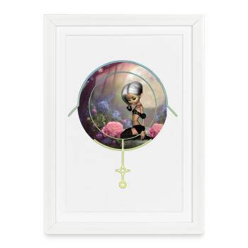 Fée mignonne dans le jardin endormi - Affiche encadrée (27 × 37 cm) - blanc - Devant