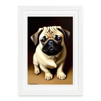Chien carlin - Affiche encadrée (27 × 37 cm) - blanc - Devant