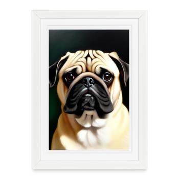 Chien carlin - Affiche encadrée (27 × 37 cm) - blanc - Devant