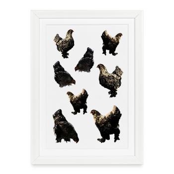 Poulets - Affiche encadrée (27 × 37 cm) - blanc - Devant