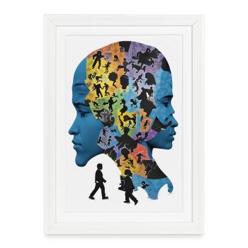 Le puzzle humain - Affiche encadrée (27 × 37 cm) - blanc - Devant