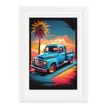 Camionnette - Affiche encadrée (27 × 37 cm) - blanc - Devant