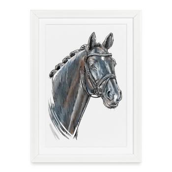 Horse Portrait Totilas - Framed poster (27 × 37 cm) - white - Front