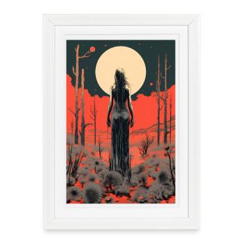 Lever de Lune dans le Désert - Affiche encadrée (27 × 37 cm) - blanc - Devant