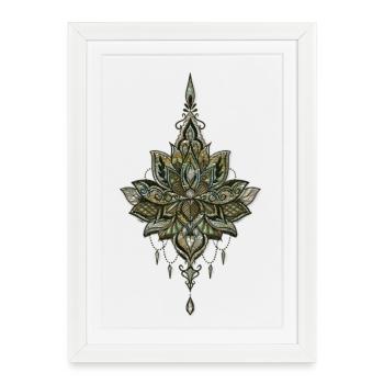 De belles et mystérieuses fleurs de lotus. - Affiche encadrée (27 × 37 cm) - blanc - Devant