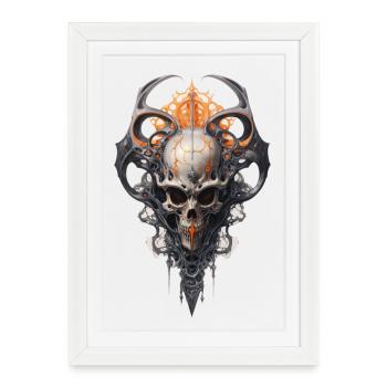 Chemise avec le symbole du crête de crâne de fantasy sombre - Affiche encadrée (27 × 37 cm) - blanc - Devant