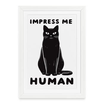 Impress Me Human - Cat Love, Can Opener - Framed poster (27 × 37 cm) - white - Front