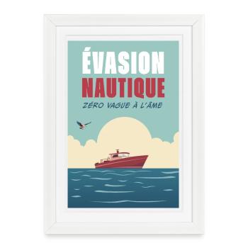 Evasion Nautique - Affiche encadrée (27 × 37 cm) - blanc - Devant