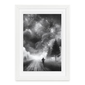 Nuit étoilée : Musique de guitare sous le ciel cosmique - Affiche encadrée (27 × 37 cm) - blanc - Devant