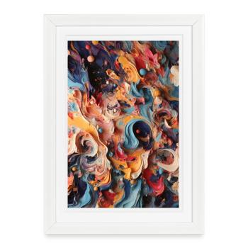 Tourbillons vibrants : un voyage abstrait coloré - Affiche encadrée (27 × 37 cm) - blanc - Devant