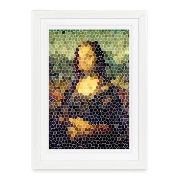 La Joconde - Mona Lisa - Style vitrail - Affiche encadrée (27 × 37 cm) - blanc - Devant