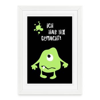 Affiche Monstre Halloween Bande dessinée Humour innocent - Affiche encadrée (27 × 37 cm) - blanc - Devant
