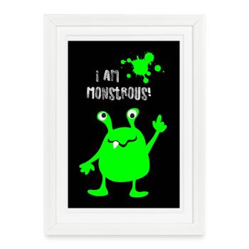 Affiche Monstre Monstrueux Halloween Bande dessinée effrayante - Affiche encadrée (27 × 37 cm) - blanc - Devant