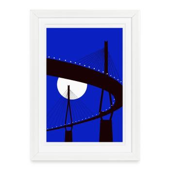 Hambourg Pont Köhlbrand - Affiche encadrée (27 × 37 cm) - blanc - Devant