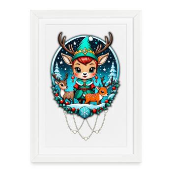 A cute reindeer elf style - Framed poster (27 × 37 cm) - white - Front