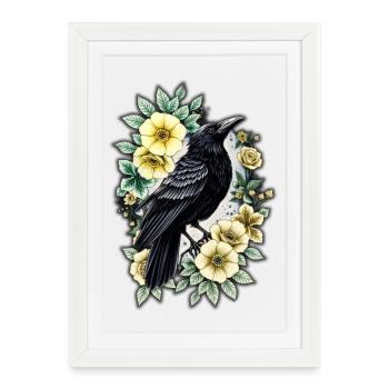 La grâce et l’élégance du corbeau. - Affiche encadrée (27 × 37 cm) - blanc - Devant