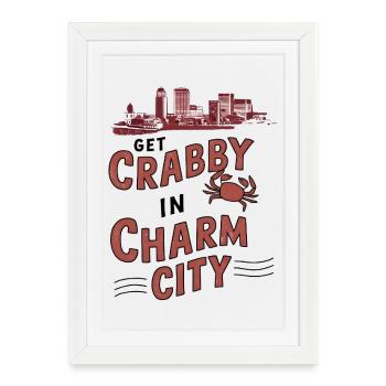 Obtenez Crabby à Charm City - Affiche encadrée (27 × 37 cm) - blanc - Devant