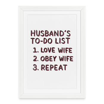 Husband's to-do list - Framed poster (27 × 37 cm) - white - Front
