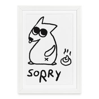 Oups... Pardon! Humour canin sommaire - Affiche encadrée (27 × 37 cm) - blanc - Devant