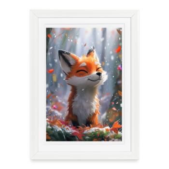Poster Illustration de Renard - Affiche encadrée (27 × 37 cm) - blanc - Devant