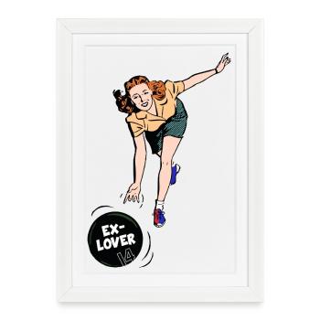 Ex-Lover Bowling – Style BD rétro - Affiche encadrée (27 × 37 cm) - blanc - Devant