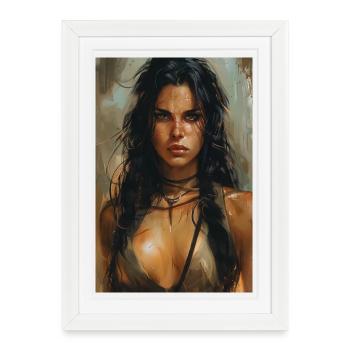 Poster Illustration Warrior Woman - Framed poster (27 × 37 cm) - white - Front