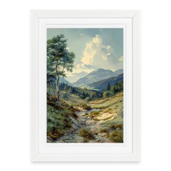 Poster Illustration Paysage de Nature - Affiche encadrée (27 × 37 cm) - blanc - Devant