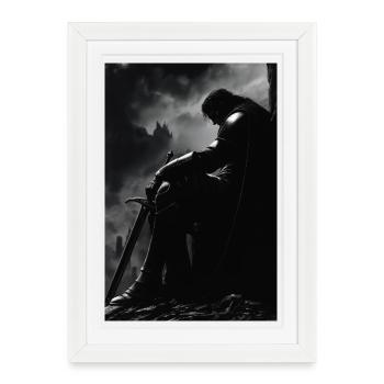 Poster Illustration Chevalier - Affiche encadrée (27 × 37 cm) - blanc - Devant