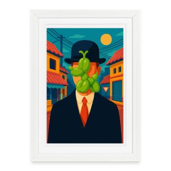 Man (with a swollen dog) - Framed poster (27 × 37 cm) - white - Front
