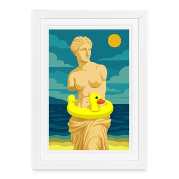 La Vénus (à la plage) - Affiche encadrée (27 × 37 cm) - blanc - Devant